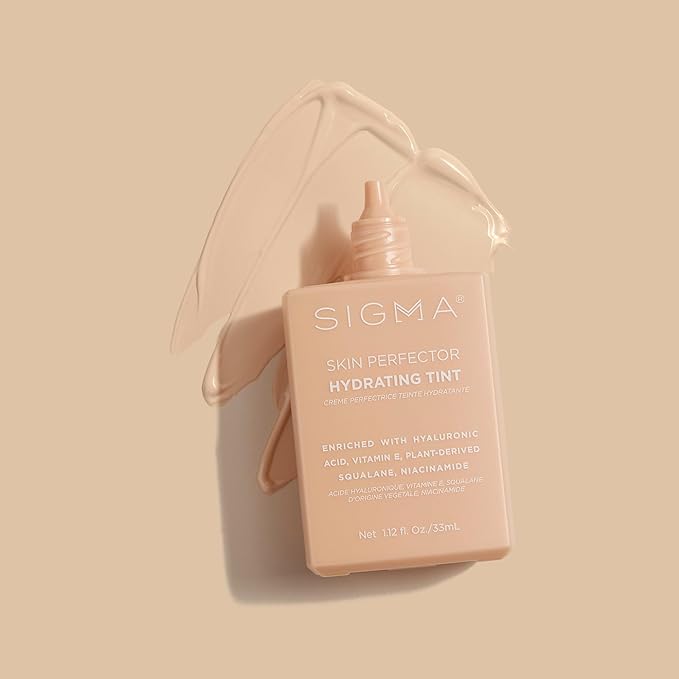 Sigma Beauty Skin Perfector – Hydrating Skin Tint Foundation for Lightweight, Buildable Coverage, With Hyaluronic Acid, Niacinamide Serum, and More (1 Fair Ivory Tint, 1.12oz)-VivaGrace Women