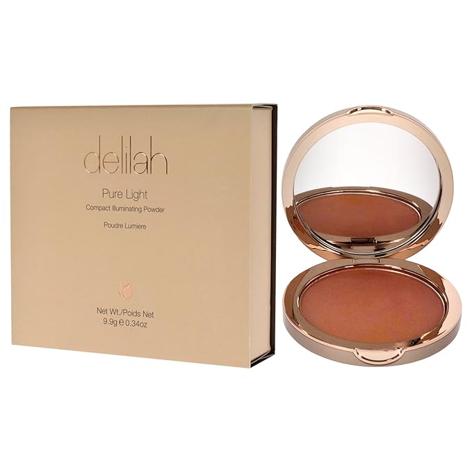 delilah - Pure Light Compact Illuminating Powder - Lustre - Lightweight, Long Lasting, Loose Setting Powder Face Makeup For Brightening And Radiant Finish - Light Coverage - Vegan-Cruelty Free-0.34 oz-VivaGrace Women