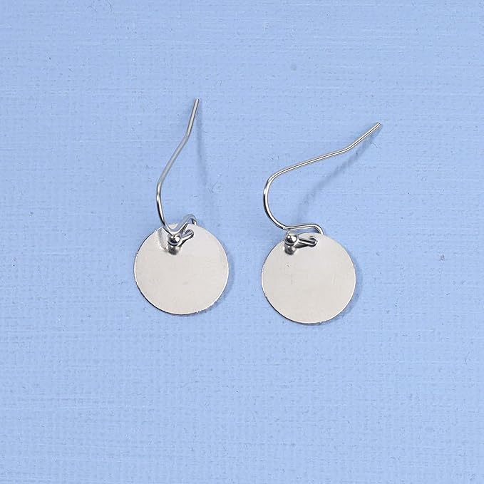 Boho Disc Coin Drop Earrings Tiny Circle Dangle Earrings Silver Smooth Coin Hook Earrings Minimalist Geometric Earrings for Women and Girls-VivaGrace Women