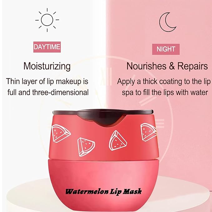 3 PCS Bee Lip Balm Honey Pot, Honey & Strawberry & Watermelon Lip Mask Overnight Moisturizing Lip Sleep Mask with Stick Hydrating & Prevention Dry and Cracked Lip Scrubs Exfoliator-VivaGrace Women