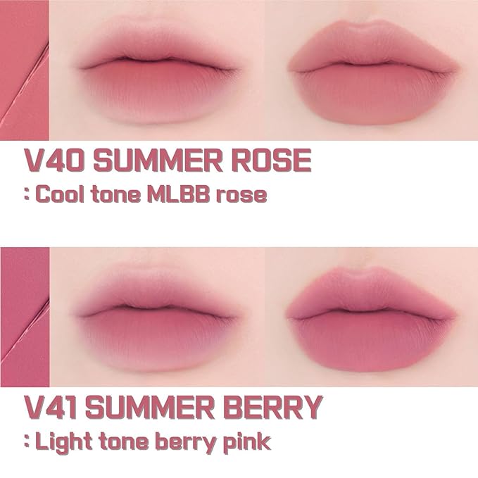 BBIA Last Velvet Tint - Soft & Creamy Matte Finish Lip Stain, Blur Effect with Velvety Texture, Long-Lasting, High Pigment, Lightweight, Non-Drying, Vegan, Korean Lip Makeup (V41 SUMMER BERRY)-VivaGrace Women