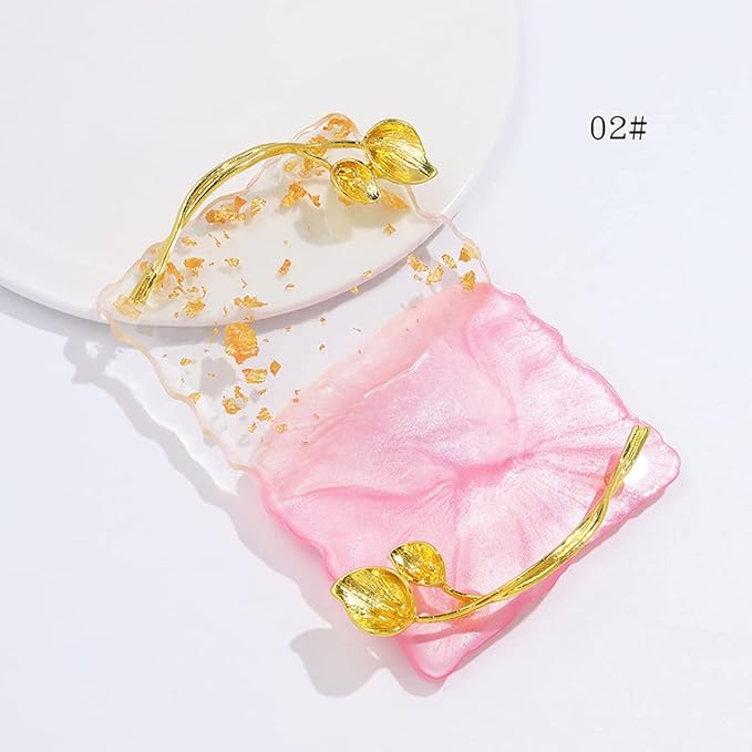 2023 Retro Nail Art Palette, Nail Painting Mixed Color Palette with Leaves Handle, Nail Holder Gel Color Makeup Display Board Pallet (Pink)-VivaGrace Women