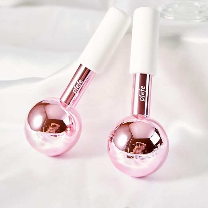 Ice Globes for Face & Eyes, Unbreakable Stainless Steel Cryo Sticks for Beauty Routines, Facials Cold Roller Colling Globes for Puffiness, Wrinkles, Dark Circles, Headaches-VivaGrace Women