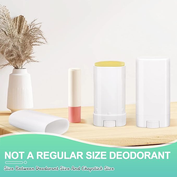 15ml Travel Deodorant Containers,Top-Fill,Empty Plastic Oval Lip Balm Tubes for Chapstick,Lip Balm,Lotion Bar Sticks,Salve,Homemade Solid Lotion,Sample Size Deodorant-30 Pack,White-VivaGrace Women