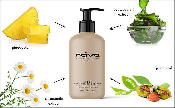 RAYA Enzyme Hydrating Body Scrub 16 oz Pineapple Scent (S-104) | Gentle and Exfoliating Body Scrub | Made with Seaweed, Jojoba Beads, and Fruit Enzymes-VivaGrace Women