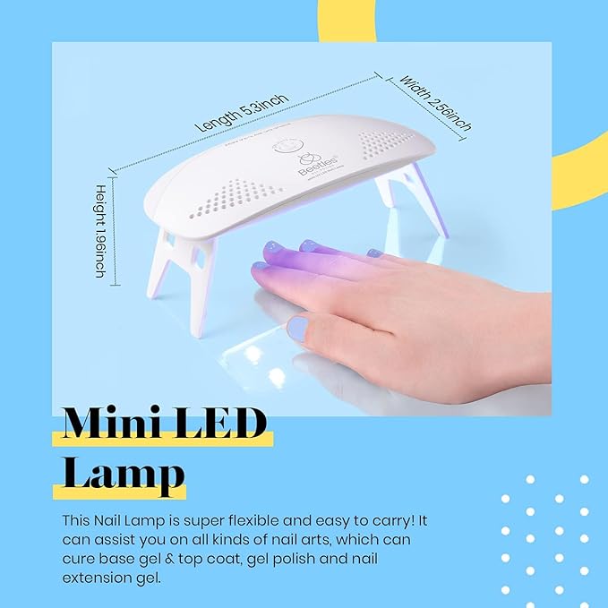 Beetles Blue Gel Nail Polish Kit with Uv LED Light, Base and Top Coat Gel Starter Kit, Soak Off Light Blue Polish Set with Mini Nail Lamp Nail File for DIY Home Salon Manicure Gift for Women