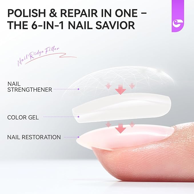 gelike ec Nail Strengthener Polish for Damaged Nails: Milky White 15ml 6 in 1 Natural Nail Hardener Extra Strong and Growth - Nail Polish Hardener for Weak and Damaged Nails