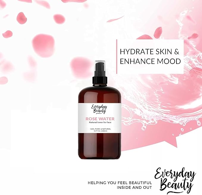 Rose Water Facial Toner - 16oz Bulk Alcohol-Free Vegan All Natural Refreshing for Face and Hair - Uplifts, Calming & Soothing for All Skin Types-VivaGrace Women