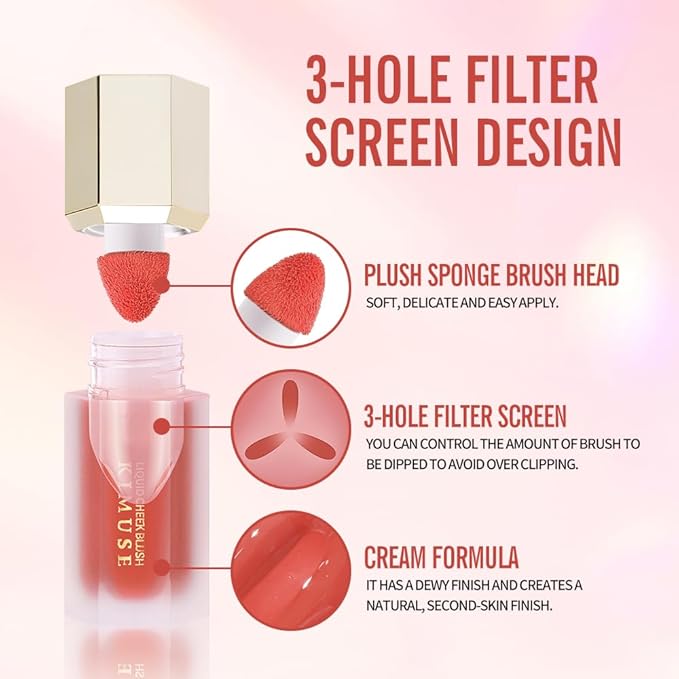 KIMUSE Soft Cream Blush Makeup, Liquid Blush for Cheeks, Weightless, Long-Wearing, Smudge Proof, Natural-Looking, Dewy Finish-VivaGrace Women
