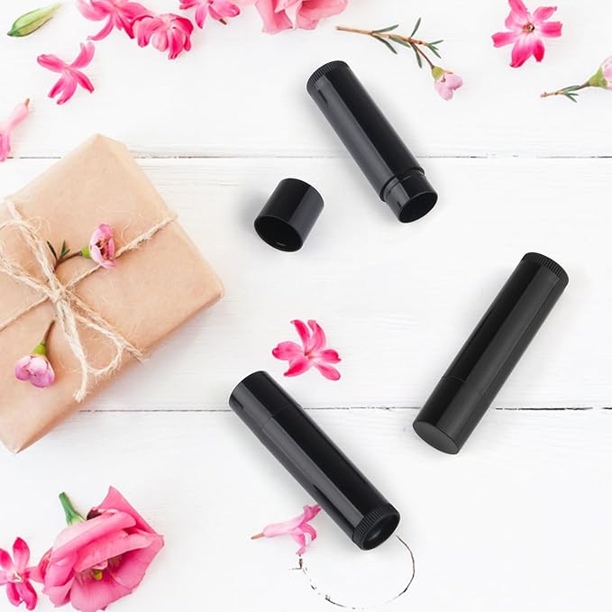 100 Pcs 5.5ml Bulk Empty Lip Balm Tubes Refillable Plastic Lip Gloss Container Travel Lipstick Tubes Chapstick Tubes Holder For DIY Homemade Lip Balm (black)-VivaGrace Women