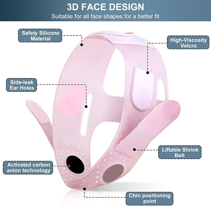Chin Strap for Sleeping, Double Chin Reducer, Face Lifting Band for Men Women, Anti Snoring Device, Jawline Shaper