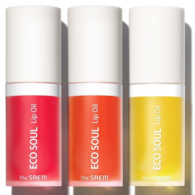 THESAEM Eco Soul Lip Oil 3 Combo Set (01 Honey + 02 Berry + 03 Grapefruit) - Plumping & Hydrating Lip Oil to Nourish & Moisturize Lips - Lips Soft & Glossy for Dry Lips, 0.21 fl.oz.-VivaGrace Women
