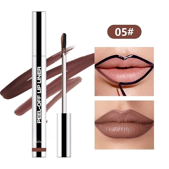 Longwear Peel-off Lip Stain Marker Peel Off with Vitamin E - Smudge-Resistant Lip Liner & Base for All Skin Types (05#)-VivaGrace Women