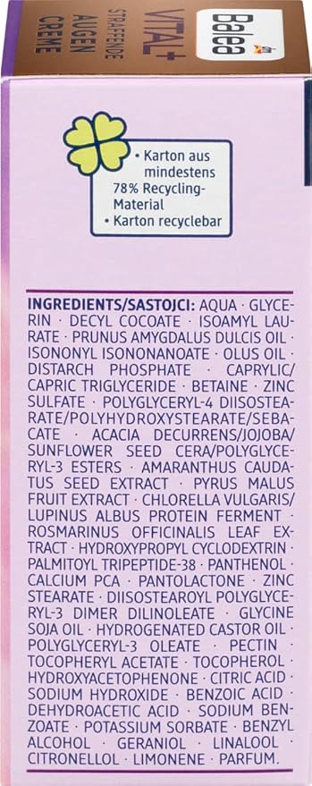 Balea Eye cream VITAL + Firming Eye Cream, 15 ml (Age: +50)-VivaGrace Women