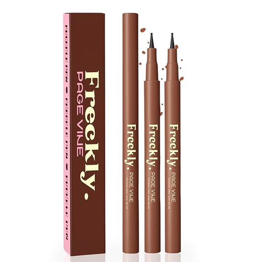 Freckle Pen, Natural Lifelike Fake Freckles Makeup Pen Stamp for Sunkissed Makeup,Magic Faux Freckle Stain Marker Long Lasting Quick Dry - (03DARK+04ESPRESSO)-VivaGrace Women