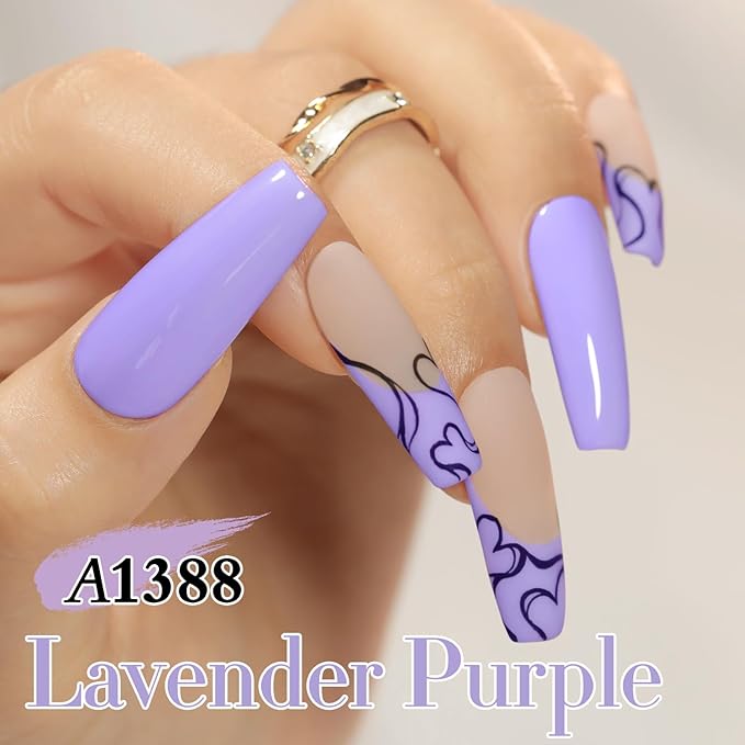 Double Rhythm 0.50 OZ Gel Polish Hema Free Same Color Same Bottle Golden Round Translucent Neutral Natural Milky 15 ML Jelly UV Polish Art DIY at Home (Light Purple-C1388)