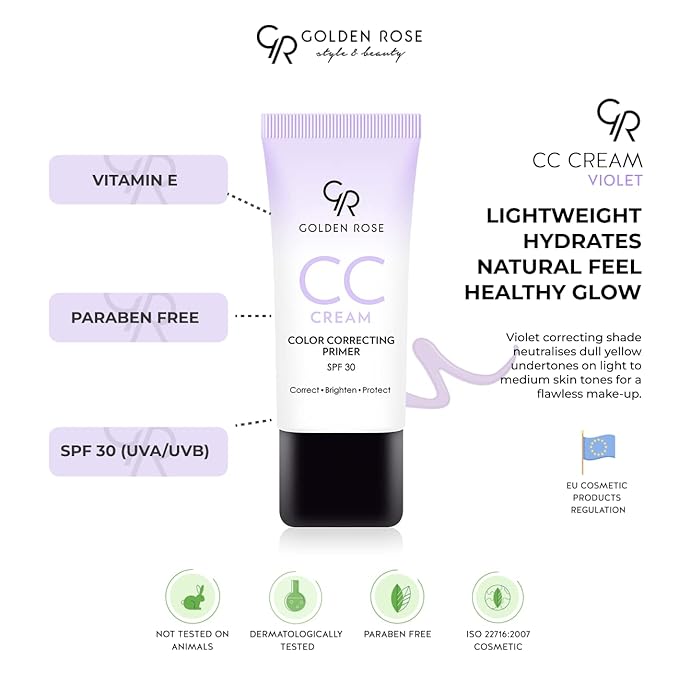 Golden Rose Makeup CC Cream Color Correcting Primer - (Violet)-VivaGrace Women