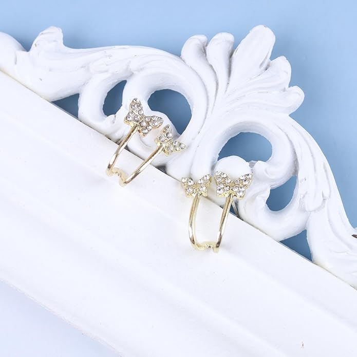 Vintage Crystal Butterfly Claw Earrings Rhinestone Claw Stud Earrings Sparkly Cz Butterfly Earrings Gold Butterfly Illusion Earrings Jewelry for Women-VivaGrace Women