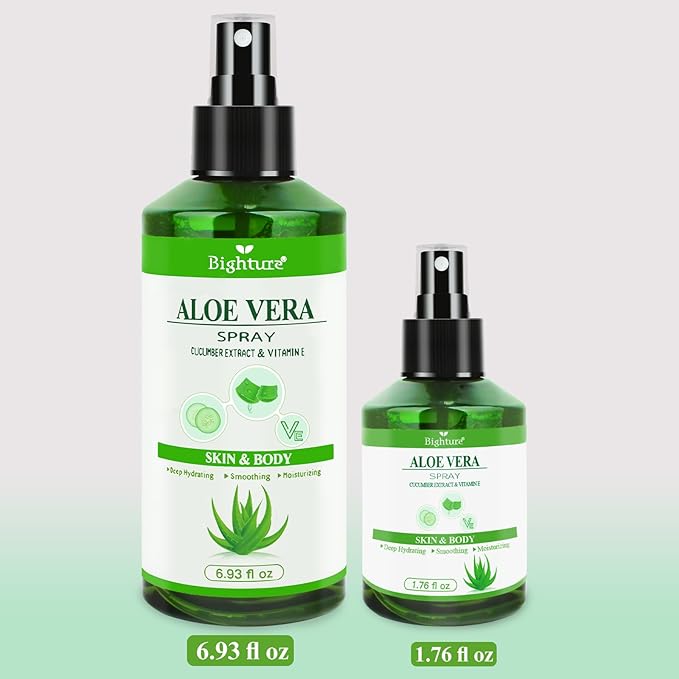 Aloe Vera Spray from Freshly Cut Pure Aloe, Aloe Vera Spray for Skin& Hair, Aloe Vera Spray for Sunburn Relief, 6.93oz, Absorbs Rapidly, Infused wirh Cucumber Essence-VivaGrace Women