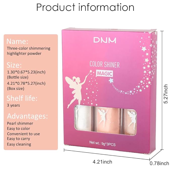 evpct 3Pcs Glitter Highlighter Powder Stick Make up Puff Fairy Stick Peal White Pink Bronze Shimmer Glitter Face Eye Body Liquid Highlighter makeup illuminators de maquillaje Glow Makeup Shimmer Stick-VivaGrace Women