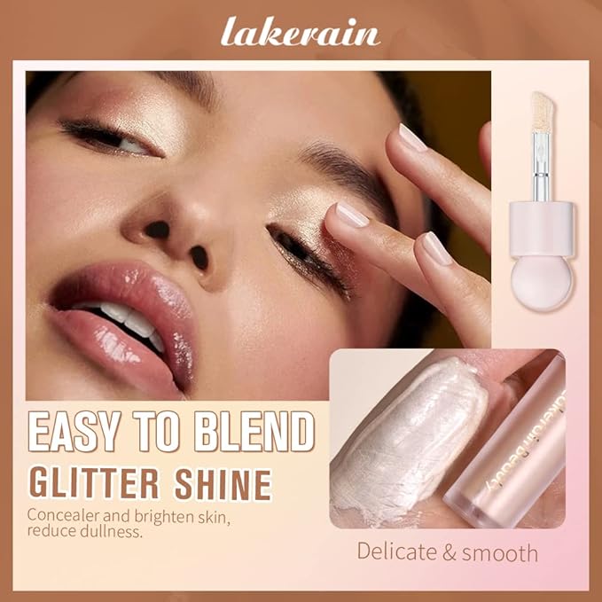 Liquid Highlighter - Luminous Finish Light Liquid Luminizer Makeup Enhanced with Pearl Particles & Botanical Blend, Weightless Dewy Glow for Radiant Skin, Vegan, Cruelty-Free (#01 Moonlight)-VivaGrace Women