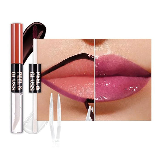 Dark Raspberry Lip Stain Peel Off Lip liner and Lip oil with Tweezer, Dual-Ended Peel Off Lip Stain Tattoo, Highly Pigmented Long Lasting Waterproof, Transfer-proof for All Skin Types, 05#-VivaGrace Women