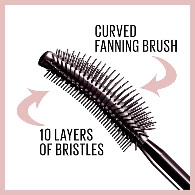 Maybelline Lash Sensational Washable Mascara, Lengthening and Volumizing for a Full Fan Effect, Blackest Black, 2 Count