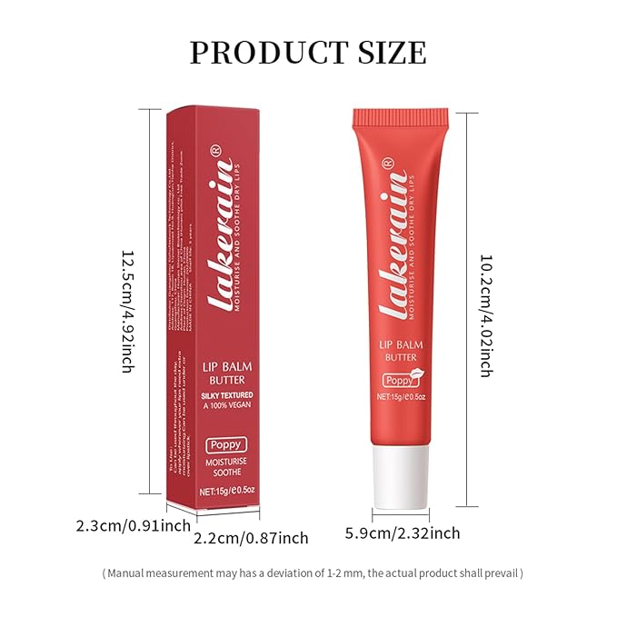 Lip Butter Balm, Day/Night Hydrating Lip Mask, Moisturizing Lip Balm Butter, Ultra-Nourishing Lip Care Moisturizer, Lip Butter Gloss Shine Lip Glow Oil Makeup#4 Poppy-VivaGrace Women