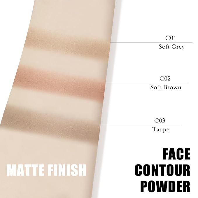Contour Palette with Brush, Cream Contour Powder Palette Bronzer Powder Matte Bronzer Palette Cool Toned Contour Kit with Mirror for Face Sculpting Contour Makeup (#C01 Soft Grey)-VivaGrace Women
