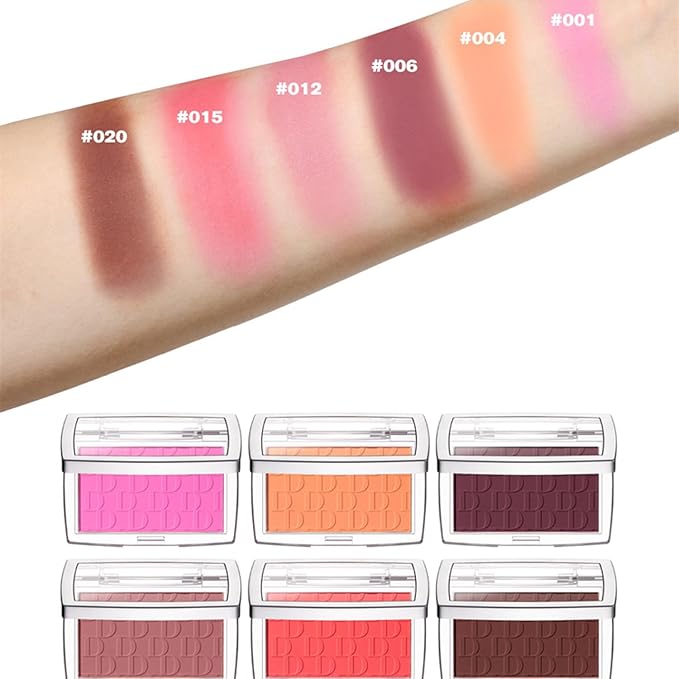 MAEPEOR Embossed Blush 6 Colors Smooth Blendable Face Blush Long-Lasting Natural Look Blush Powder Blush for Cheeks (06 BerryïŒ-VivaGrace Women