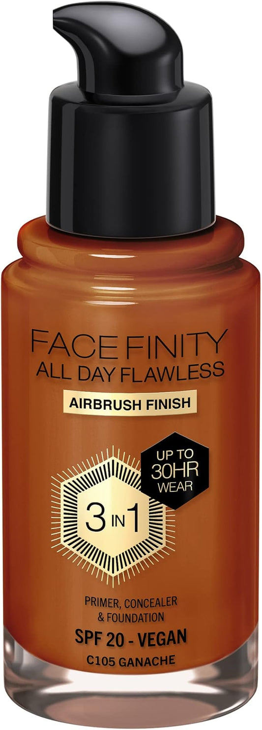 Max Factor Facefinity 3-in-1 All Day Flawless Foundation, SPF 20, Ganache, 30ml-VivaGrace Women