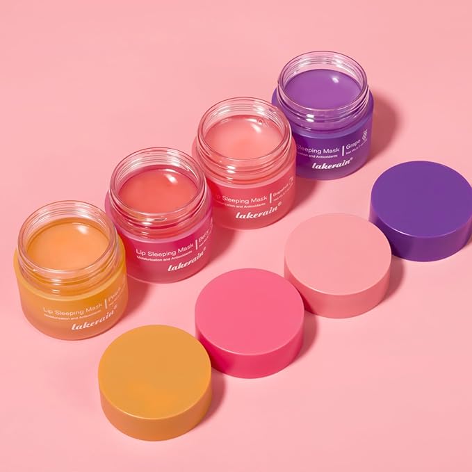 2Pcs Lip Glowy Balm and Lip Sleeping Mask Set, with 4 Flavor Options - Reduce Lip Lines, Enhance Lip Color, Hydrate & Plump Dry Chapped Lips Care (Grape)-VivaGrace Women
