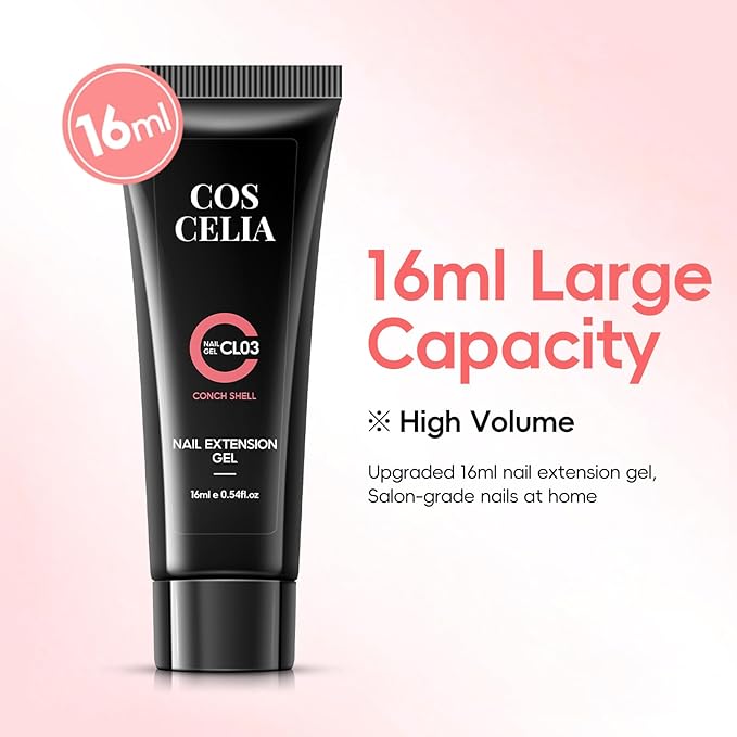 COSCELIA Poly Nail Gel Kit Starter Kit with U V Lamp 3PC Coscelia Poly Extension Gel for Beginners Clear Pink White Nail Art Quick Building Gel Manicure Kits Gift for Women DIY at Home-VivaGrace Women