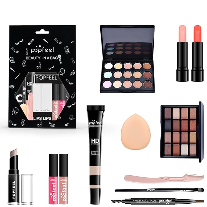 All-in-one Holiday Make up Gift Set | Makeup Kit for Women Full Kit Essential Starter Bundle Include Eyeshadow Palette Lipstick Blush Foundation Concealer Face Powder Mascara Lipgloss Brush-VivaGrace Women