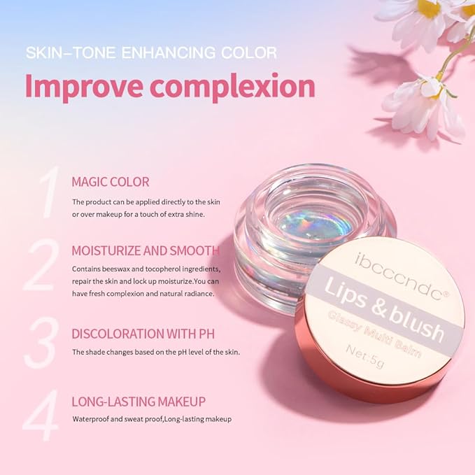 Color Change Blush Clear Liquid Blush Cream Moisturizing Blusher Halo dyeing naturally Blush Rouge Multi-use Makeup Cream For Cheeks Face Lips Waterproof Blush Gel Lip Oil (#1)-VivaGrace Women