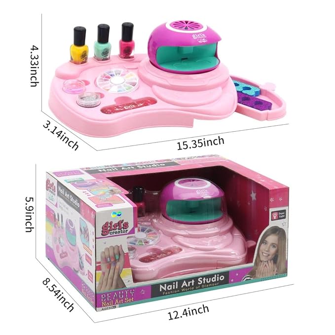 Nail Art Studio Beauty Nail Art Set Gift for Girls Healthy Non-Toxic Tasteless Fashion Dryer Light-VivaGrace Women