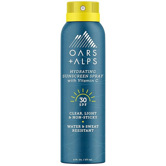 Oars + Alps Hydrating SPF 30 Sunscreen Spray, Naturally Derived Skin Care Infused with Vitamin C and Antioxidants, Water and Sweat Resistant, 6 Oz, 1 Pack-VivaGrace Women