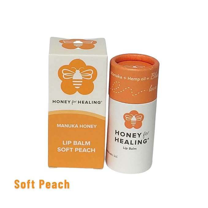 Lip Balm Moisturizer with Manuka Honey 15+ UMF, Coconut Oil, and Castor Oil For Chapped, Cracked, Dry Lips | Protects, Smoothes, and Nourishes your Lips | 0.25 oz / 7 gr. (Soft Peach)-VivaGrace Women