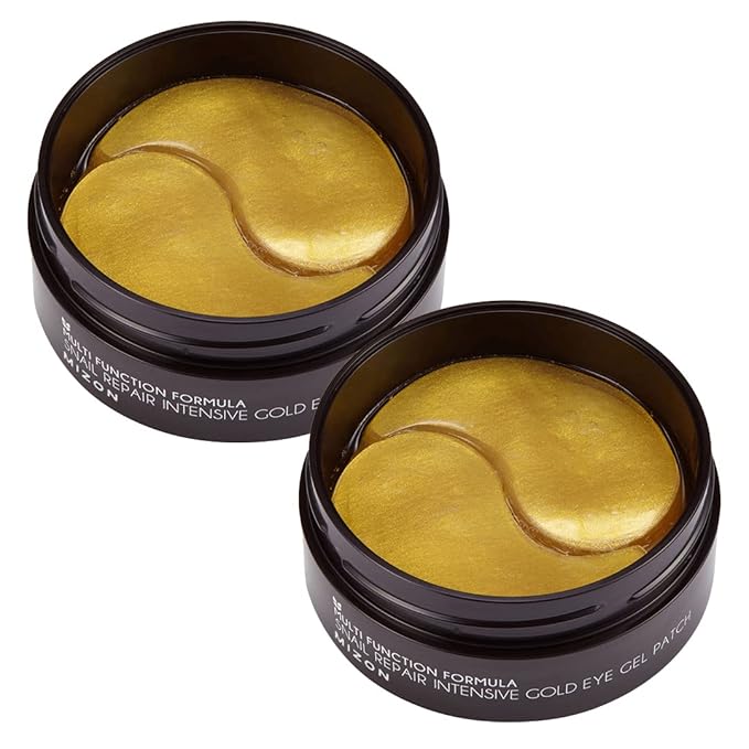 MIZON 24K Gold and Snail Mucin Hydrogel Under Eye Patches for Puffy Eyes Dark Circles Moisturizing Fine Lines Korean Skincare Pack of (Pack of 2, 120 Pairs)-VivaGrace Women