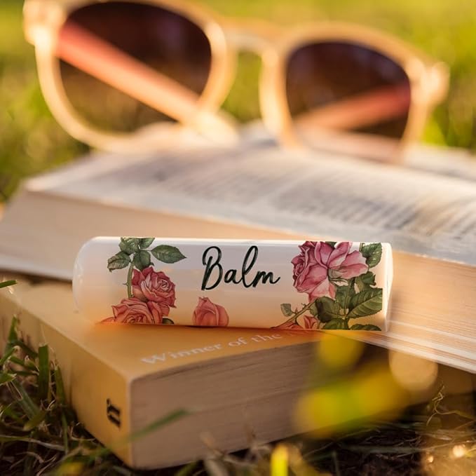 OLYCRAFT 100Pcs 4 Styles Pink Rose Lipstick Tag Stickers Vintage Lip Balm Label Sticker 2.1x1.7 inch/54x44mm Self Adhesive Border Lipstick Labels for Lip Balm Container Tubes Wrapping Decorations-VivaGrace Women