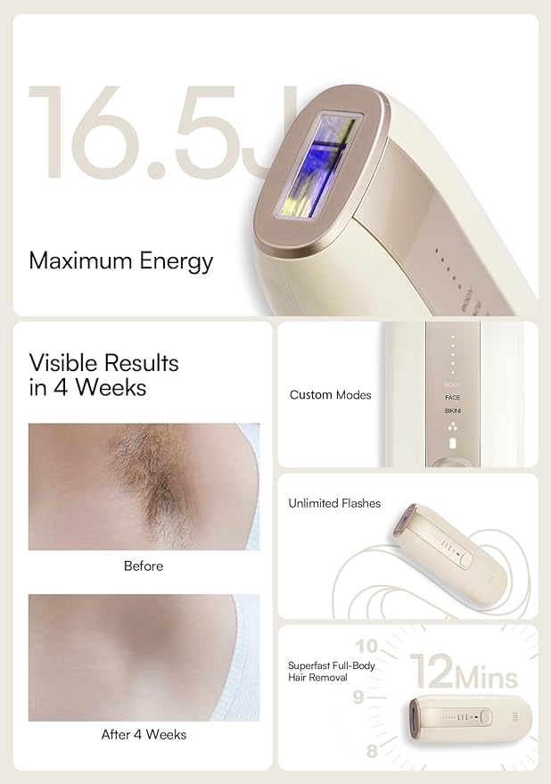 Laser Hair Removal Device for Women and Men, INIA Fond Hair Remover with Long-Lasting in Hair Reduction for Body&Face, Safe at-home Results for Armpits, Bikini and Legs-VivaGrace Women