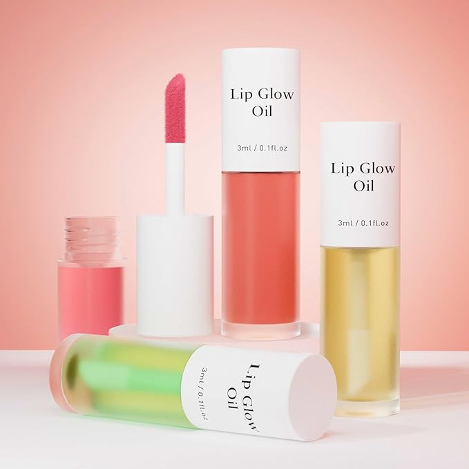 Plumping Lip Oil, Long Lasting Hydrating Lip Stain Lip Balm Raspberry Fruit Revitalizing, Transparent Lip Care Oil for Dry Lip (Raspberry Red)-VivaGrace Women