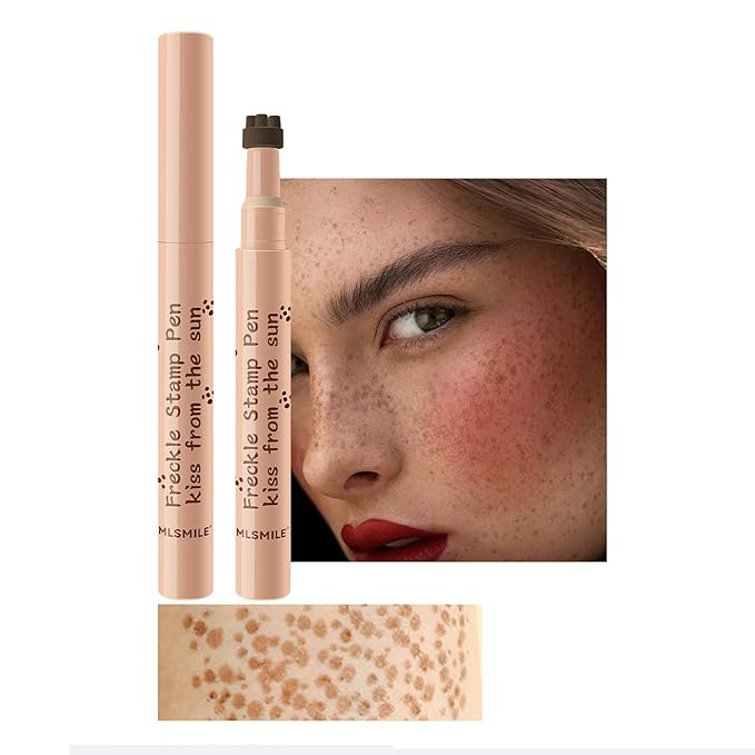AKARY Stamp Freckle Pen Natural Lifelike Fake Freckles Makeup, Waterproof Long Lasting Quick Dry 5 Comb Corners Natural Like Face Freckle Makeup Pen for Effortless Sunkissed Makeup, 04-Dark Brown-VivaGrace Women