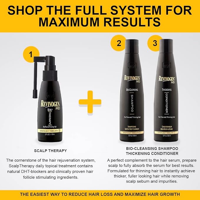 Revivogen MD Bio-Cleansing Shampoo and Conditioner for Thinning Hair, DHT Blocker Shampoo, Hair Loss Shampoo, Shampoo Thinning Hair, Conditioner for Thinning Hair, Hair Loss Conditioner 12oz-VivaGrace Women