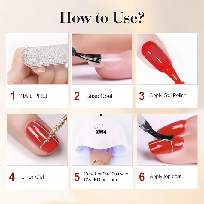 VENALISA Liner Gel Nail Polish 8ML 1 Pcs Gold Gel Polish With Thin Brush For French Nail Art Swirls Nail Design Soak Off UV Gel DIY at Home Manicure Salon