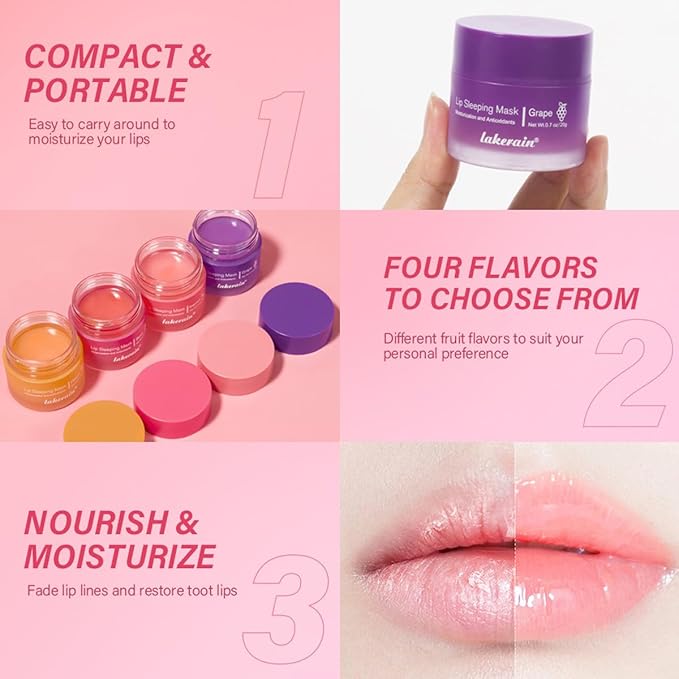 Hydrating Lip Sleeping Mask, Long Lasting Hydrating Night Lip Balms for Intensive Moisturizing and Care, Prevention Dry and Crack (GRAPEFRUIT) 0.7 OZ-VivaGrace Women