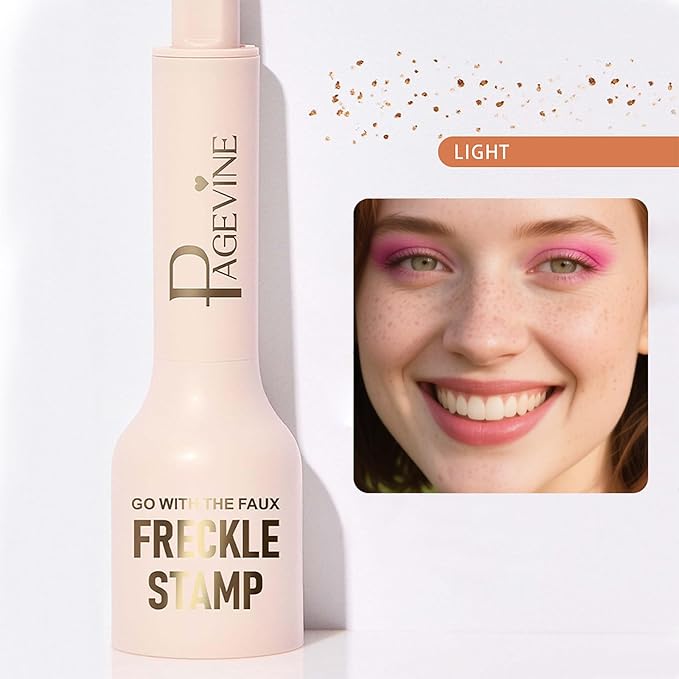 Freckle Stamp - Freckle Pen Waterproof, Long Lasting Fake Freckles, Quick Dry 5-Point Faux Freckles Stamp Cushion Stain Marker in One Press Natural and Lifelike Sunkissed Pencil Tool Makeup (#1-Light)-VivaGrace Women