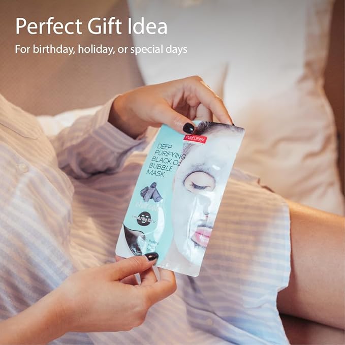 Purederm Deep Purifying Black O2 Bubble Mask Charcoal (10 Pack) – Bubble Face Sheet Mask for Purifying & Brightening-VivaGrace Women