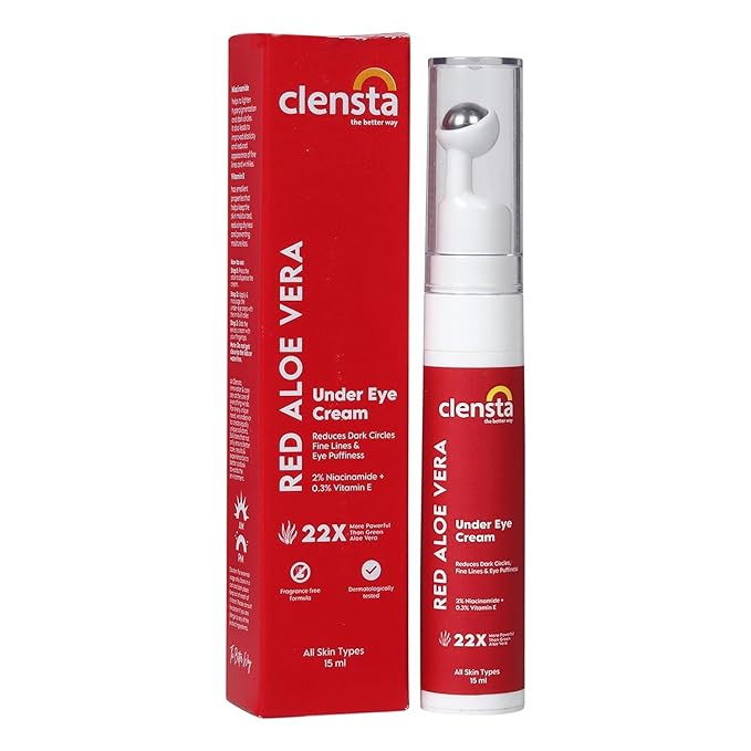 Clensta Aloe Vera Under Eye Cream Roll On | 0.51 Fl Oz (15ml) | Hydrating Eye Cream with Niacinamide | for Puffiness, Dark Circles & Wrinkles-VivaGrace Women