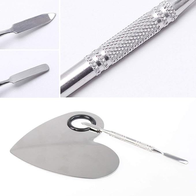 Stainless Steel Heart Shaped Makeup Palette Spatula - Makeup Artist Makeup Enthusiast Tools for Blending Cosmetic Foundation Shades-VivaGrace Women
